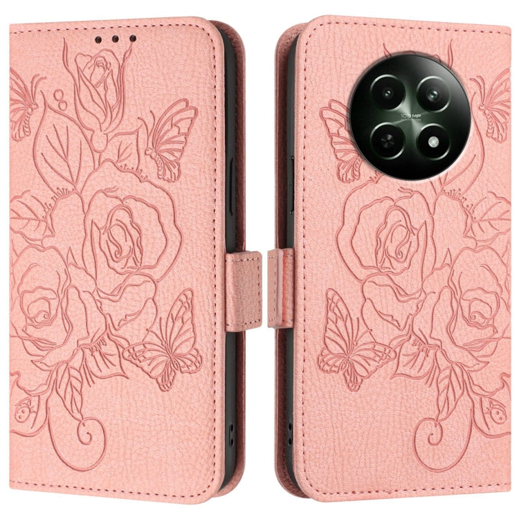 For Realme 12 5G Embossed Rose RFID Anti-theft Leather Phone Case