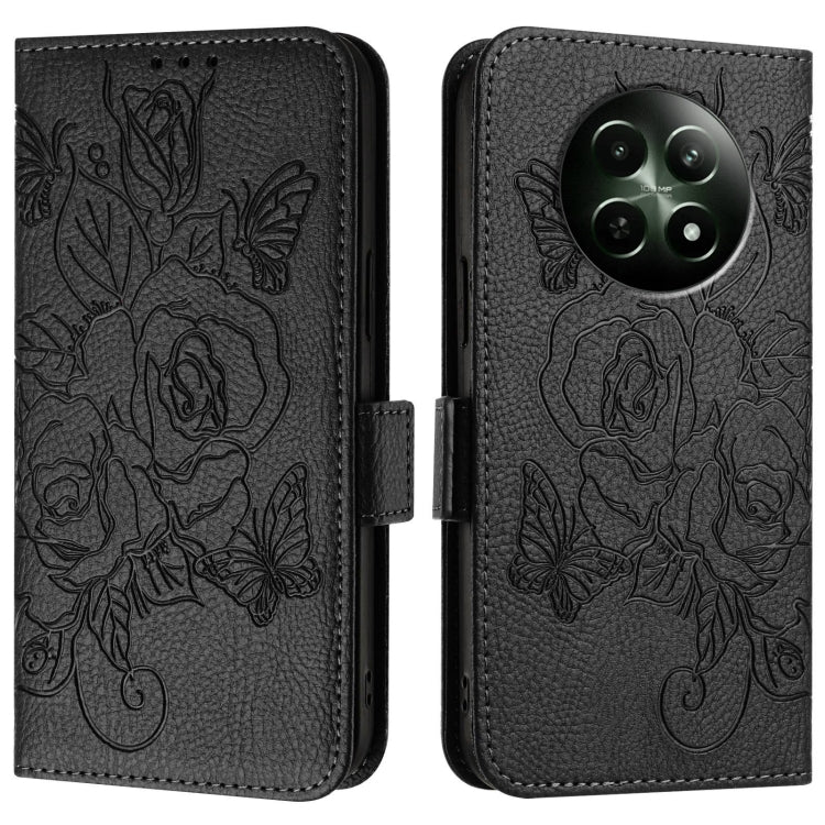 For Realme 12 5G Embossed Rose RFID Anti-theft Leather Phone Case