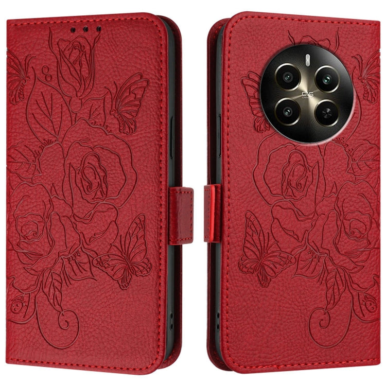 For Realme 12+ 5G / Narzo 70 Pro 5G Indian Embossed Rose RFID Anti-theft Leather Phone Case