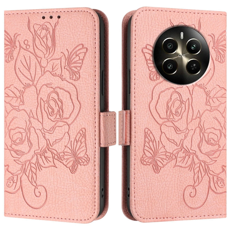 For Realme 12+ 5G / Narzo 70 Pro 5G Indian Embossed Rose RFID Anti-theft Leather Phone Case