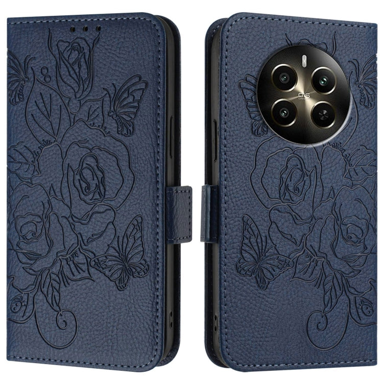 For Realme 12+ 5G / Narzo 70 Pro 5G Indian Embossed Rose RFID Anti-theft Leather Phone Case