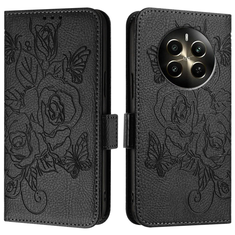 For Realme 12+ 5G / Narzo 70 Pro 5G Indian Embossed Rose RFID Anti-theft Leather Phone Case