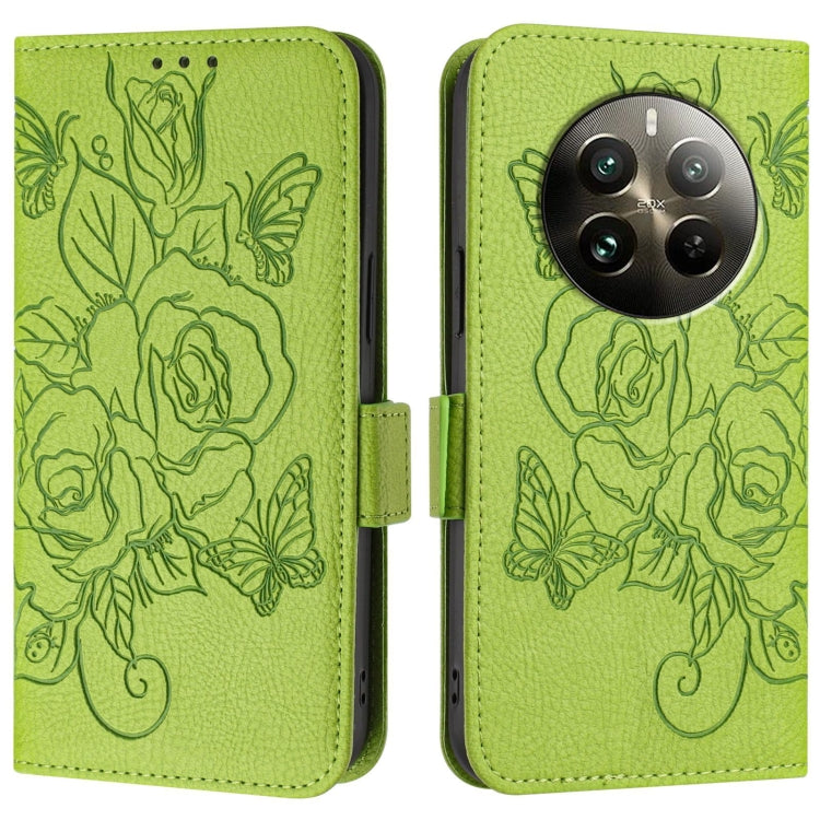 For Realme 12 Pro 5G / 12 Pro+ 5G Embossed Rose RFID Anti-theft Leather Phone Case
