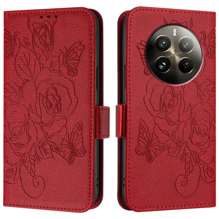 For Realme 12 Pro 5G / 12 Pro+ 5G Embossed Rose RFID Anti-theft Leather Phone Case