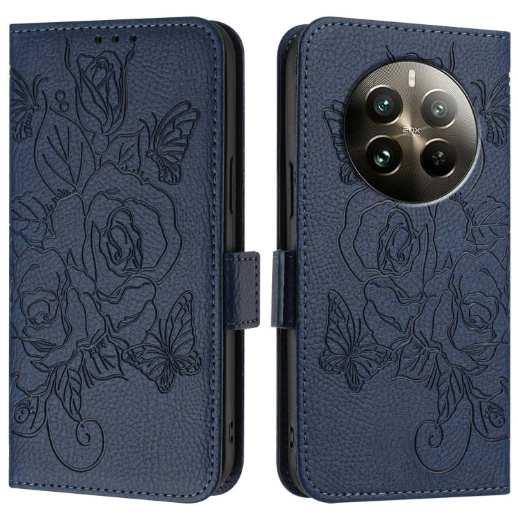 For Realme 12 Pro 5G / 12 Pro+ 5G Embossed Rose RFID Anti-theft Leather Phone Case