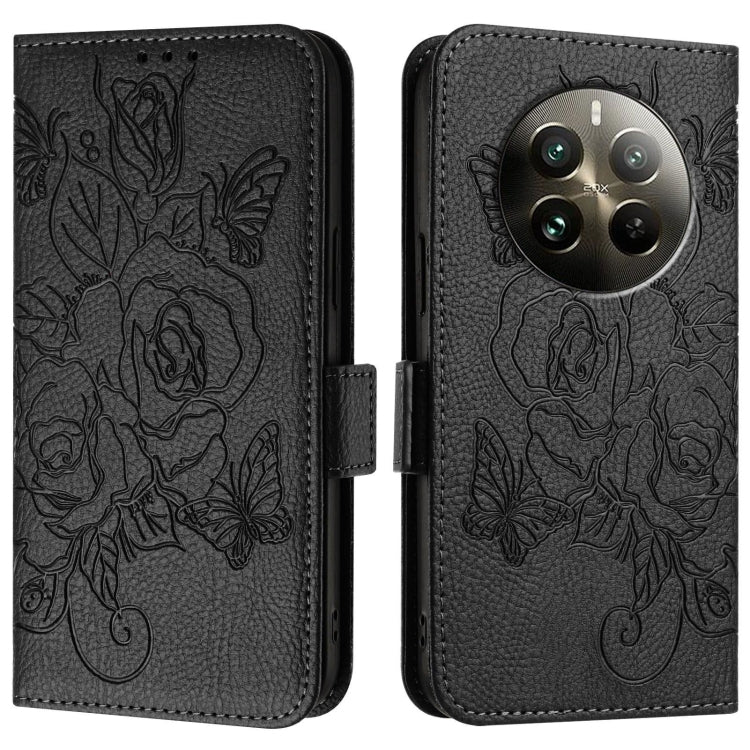 For Realme 12 Pro 5G / 12 Pro+ 5G Embossed Rose RFID Anti-theft Leather Phone Case
