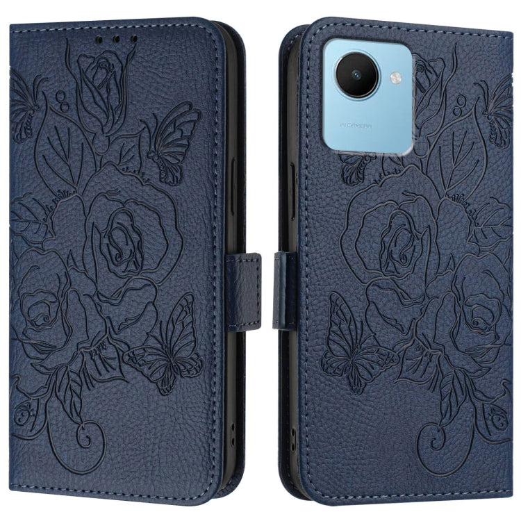 For Realme C30 4G / Narzo 50i Prime / C30s Embossed Rose RFID Anti-theft Leather Phone Case