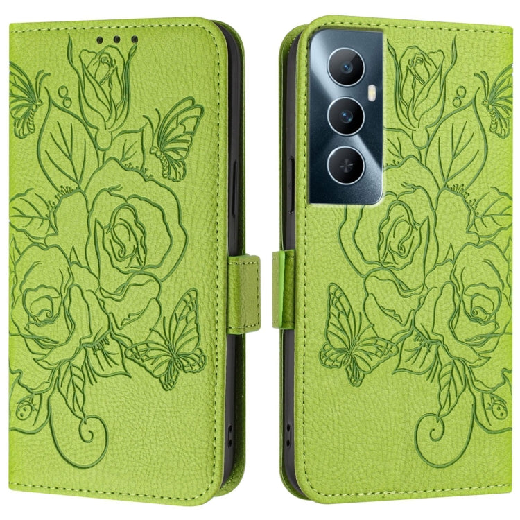 For Realme C65 4G Global Embossed Rose RFID Anti-theft Leather Phone Case