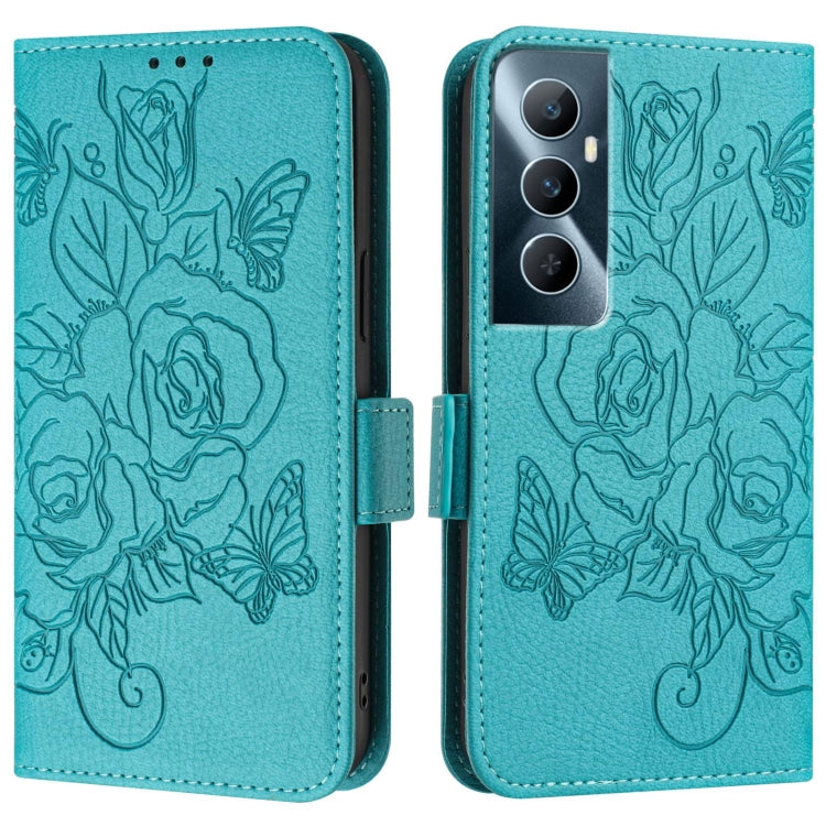 For Realme C65 4G Global Embossed Rose RFID Anti-theft Leather Phone Case