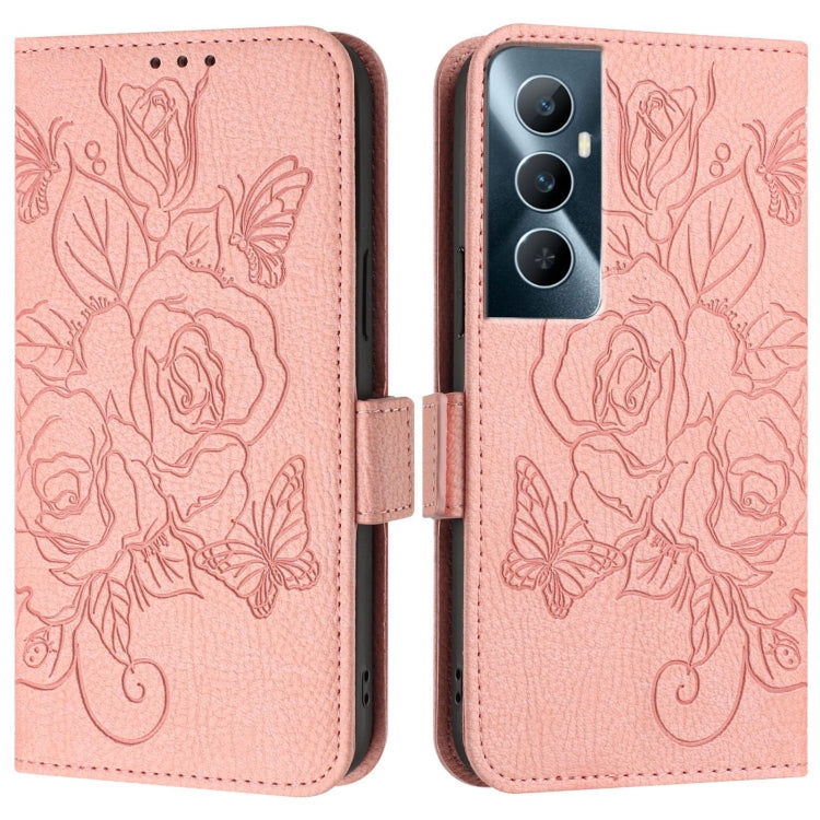 For Realme C65 4G Global Embossed Rose RFID Anti-theft Leather Phone Case