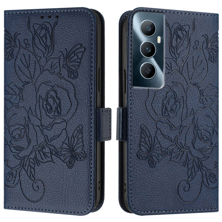 For Realme C65 4G Global Embossed Rose RFID Anti-theft Leather Phone Case