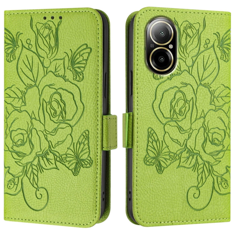 For Realme C67 4G Global Embossed Rose RFID Anti-theft Leather Phone Case