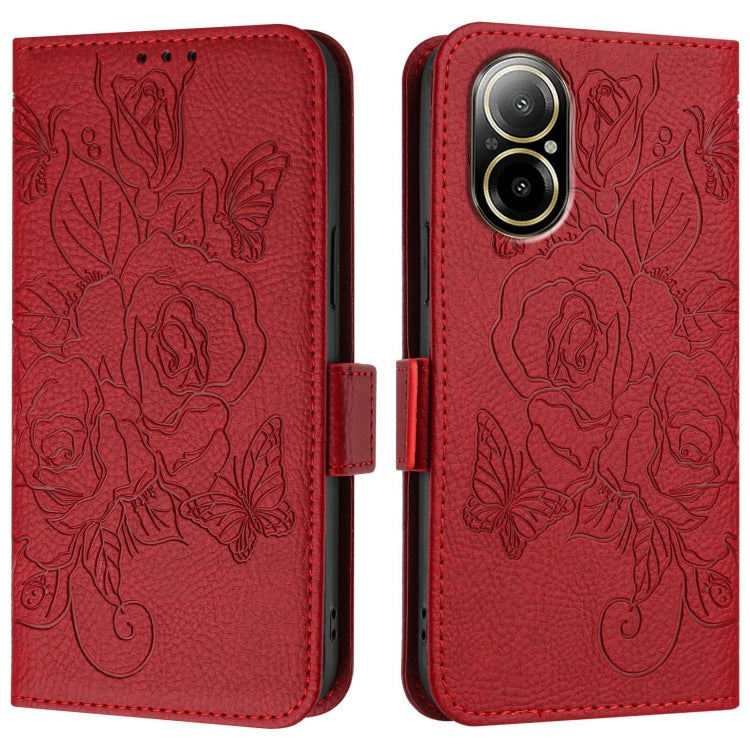 For Realme C67 4G Global Embossed Rose RFID Anti-theft Leather Phone Case