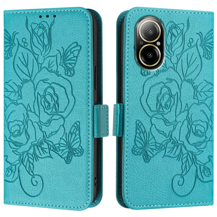 For Realme C67 4G Global Embossed Rose RFID Anti-theft Leather Phone Case