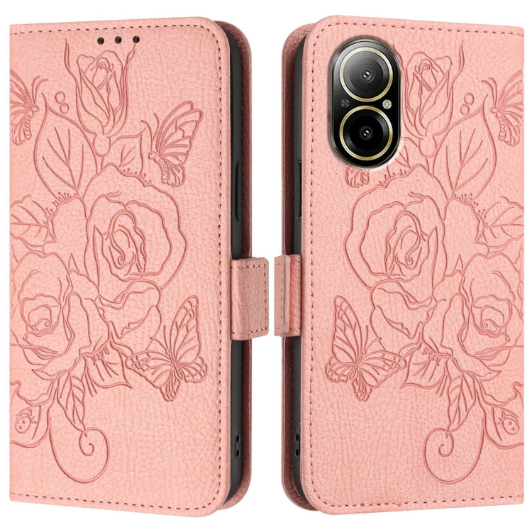 For Realme C67 4G Global Embossed Rose RFID Anti-theft Leather Phone Case