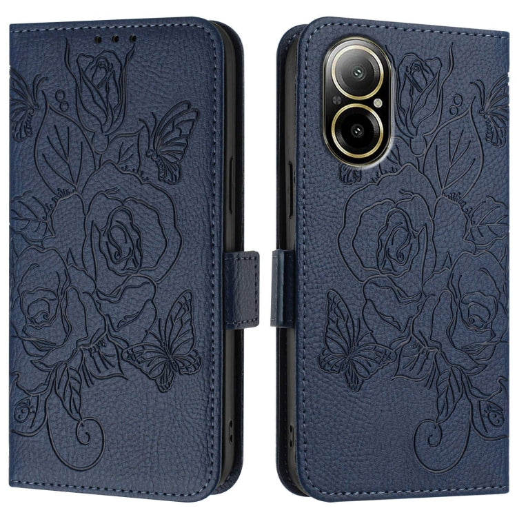 For Realme C67 4G Global Embossed Rose RFID Anti-theft Leather Phone Case