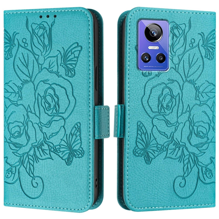 For Realme GT Neo 3 Embossed Rose RFID Anti-theft Leather Phone Case