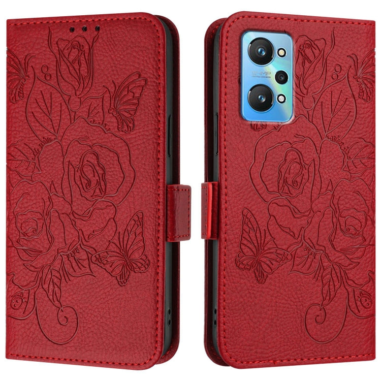For Realme GT Neo 3T Embossed Rose RFID Anti-theft Leather Phone Case
