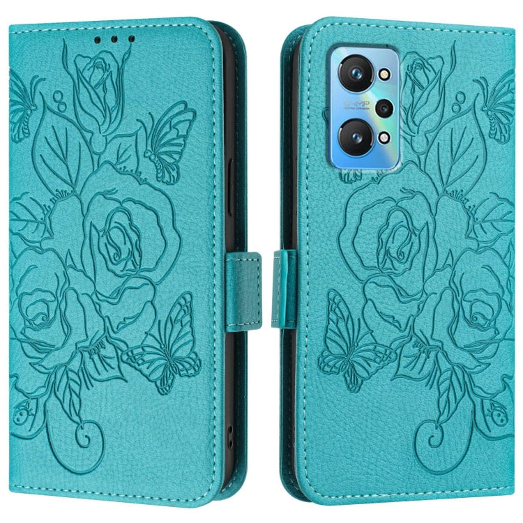 For Realme GT Neo 3T Embossed Rose RFID Anti-theft Leather Phone Case