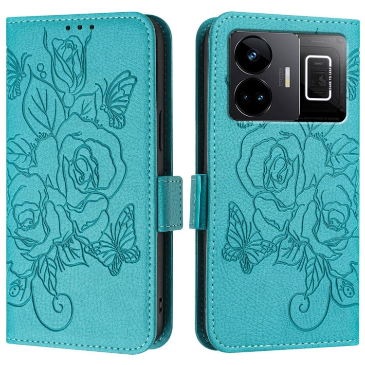 For Realme GT3 5G / GT Neo 5 240W Embossed Rose RFID Anti-theft Leather Phone Case