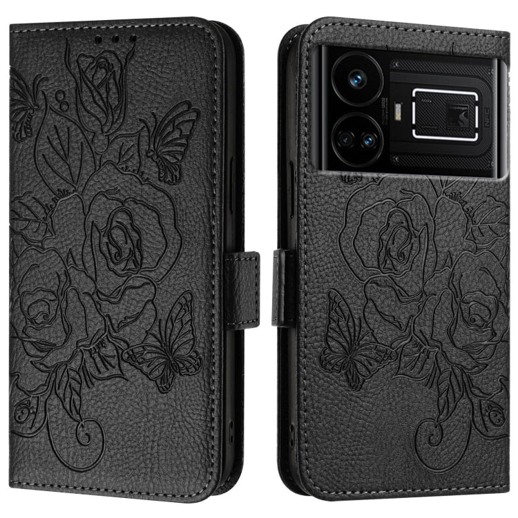 For Realme GT5 5G / GT5 5G 240W Embossed Rose RFID Anti-theft Leather Phone Case