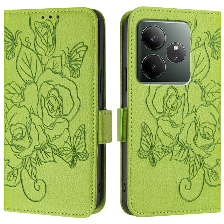 For Realme GT 6 5G Global Embossed Rose RFID Anti-theft Leather Phone Case