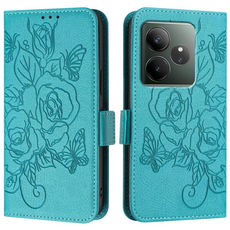 For Realme GT 6 5G Global Embossed Rose RFID Anti-theft Leather Phone Case