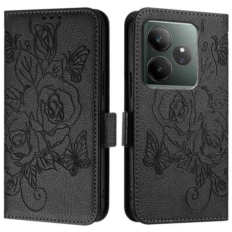 For Realme GT 6 5G Global Embossed Rose RFID Anti-theft Leather Phone Case