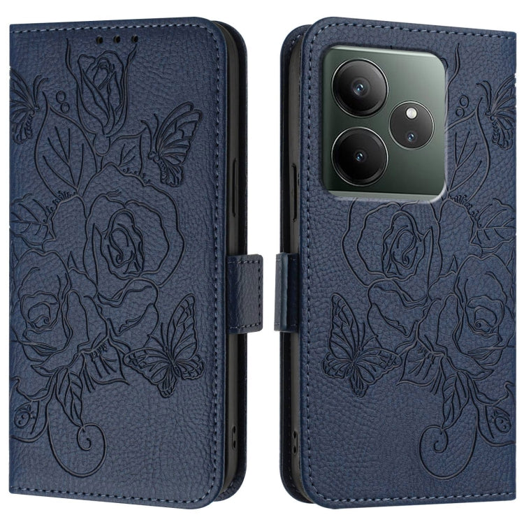 For Realme GT 6T 5G Global Embossed Rose RFID Anti-theft Leather Phone Case