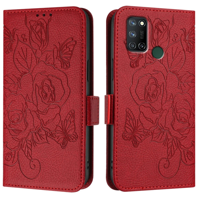 For Realme C17 / 7i Embossed Rose RFID Anti-theft Leather Phone Case