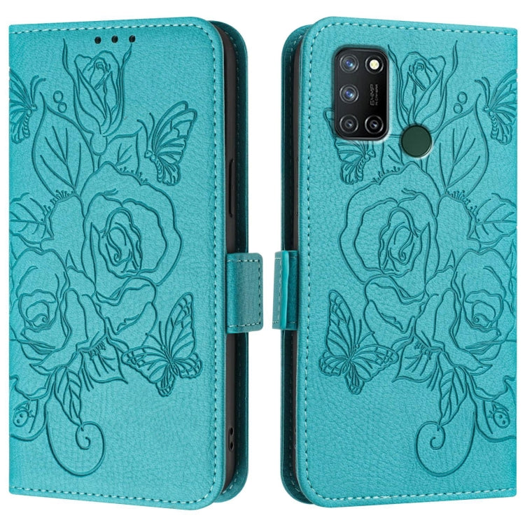 For Realme C17 / 7i Embossed Rose RFID Anti-theft Leather Phone Case