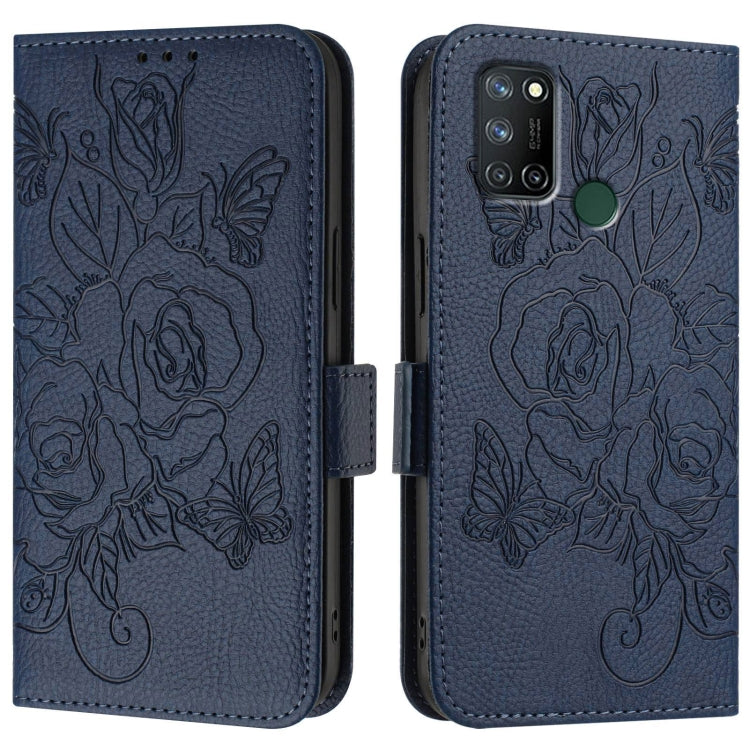 For Realme C17 / 7i Embossed Rose RFID Anti-theft Leather Phone Case