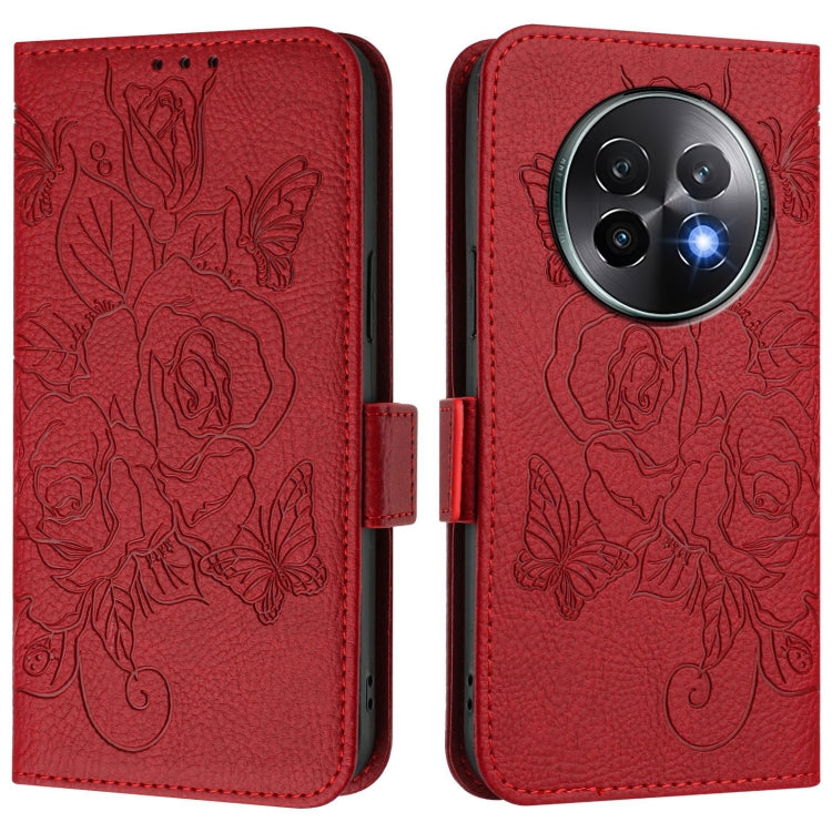For Realme 13+ 5G Embossed Rose RFID Anti-theft Leather Phone Case