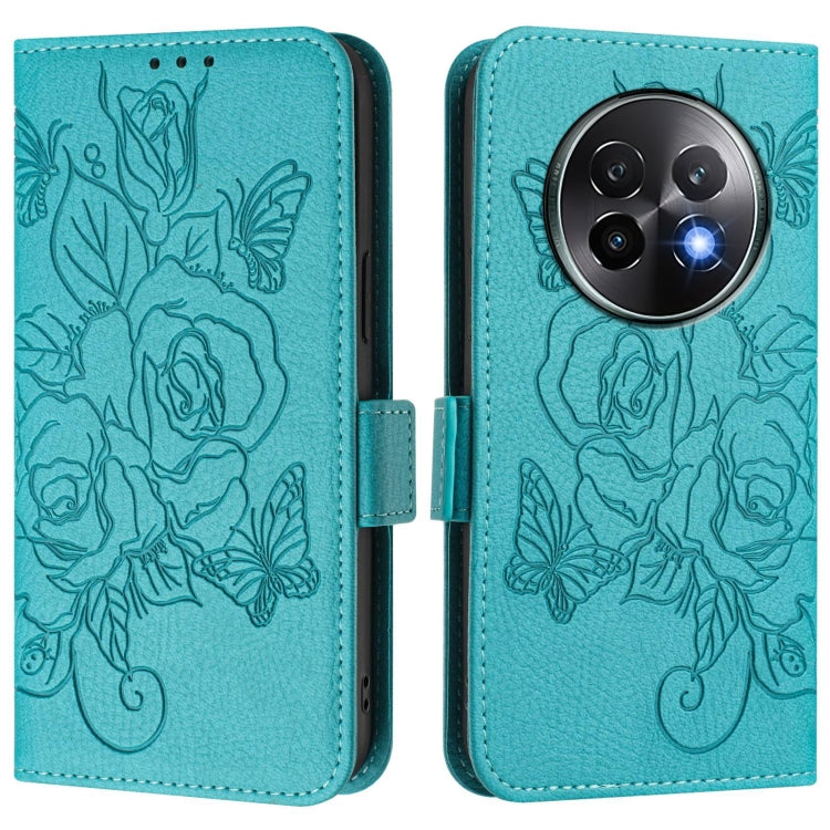For Realme 13+ 5G Embossed Rose RFID Anti-theft Leather Phone Case