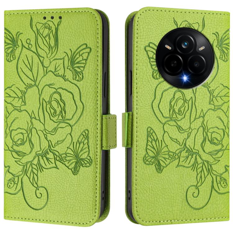 For Realme 14 Pro 5G Embossed Rose RFID Anti-theft Leather Phone Case