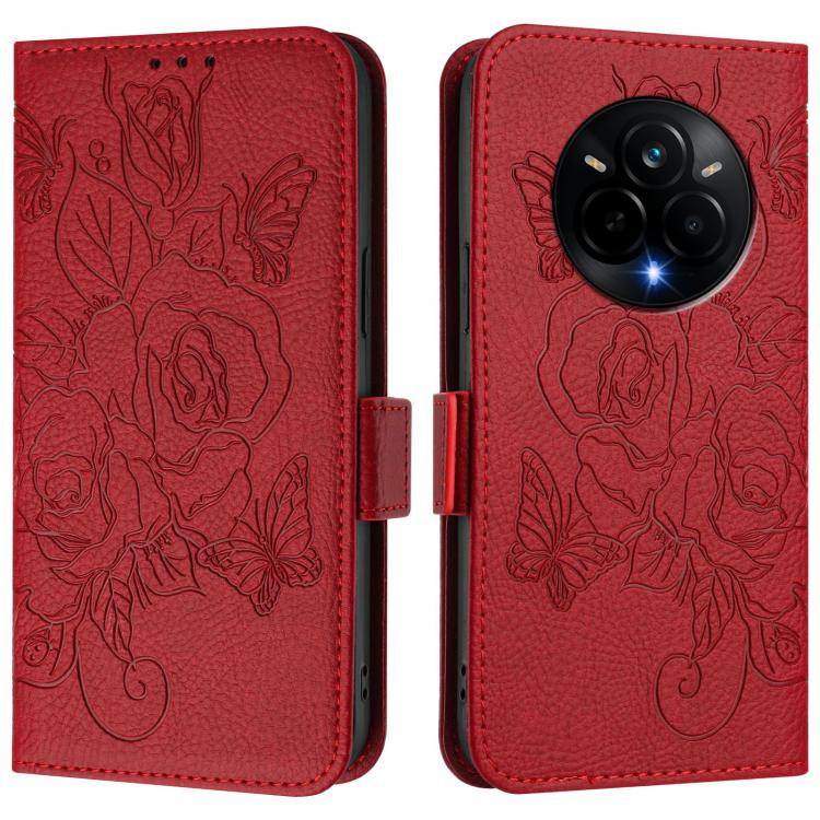 For Realme 14 Pro 5G Embossed Rose RFID Anti-theft Leather Phone Case