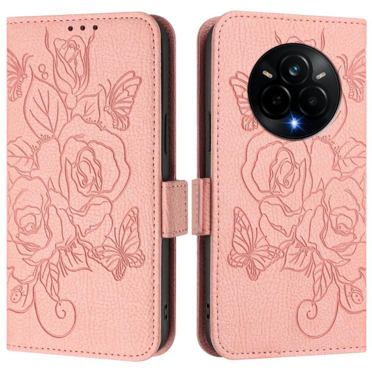 For Realme 14 Pro 5G Embossed Rose RFID Anti-theft Leather Phone Case