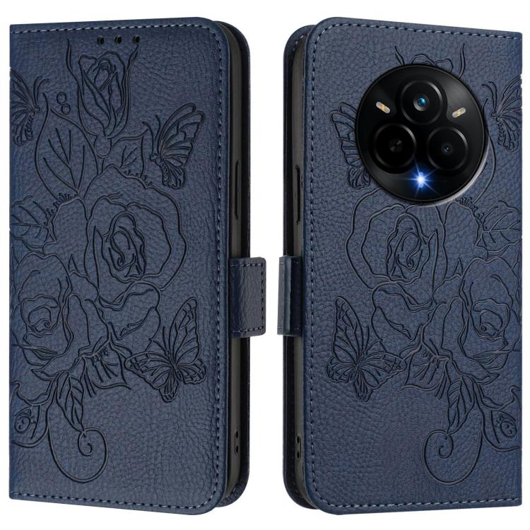 For Realme 14 Pro 5G Embossed Rose RFID Anti-theft Leather Phone Case