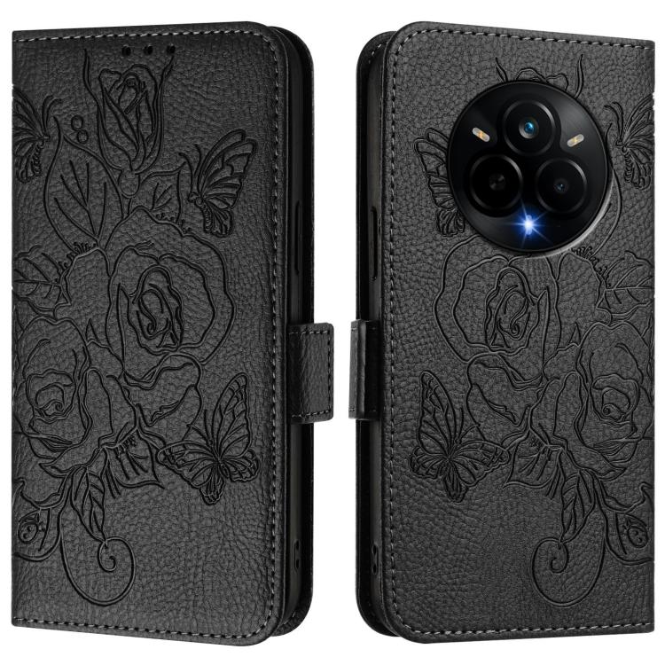 For Realme 14 Pro 5G Embossed Rose RFID Anti-theft Leather Phone Case