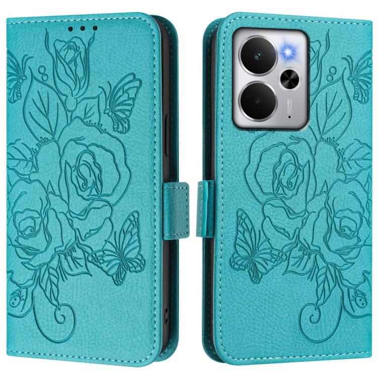 For Realme 14 5G / 14T 5G Global Embossed Rose RFID Anti-theft Leather Phone Case