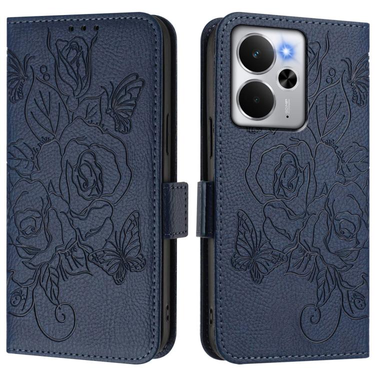 For Realme 14 5G / 14T 5G Global Embossed Rose RFID Anti-theft Leather Phone Case
