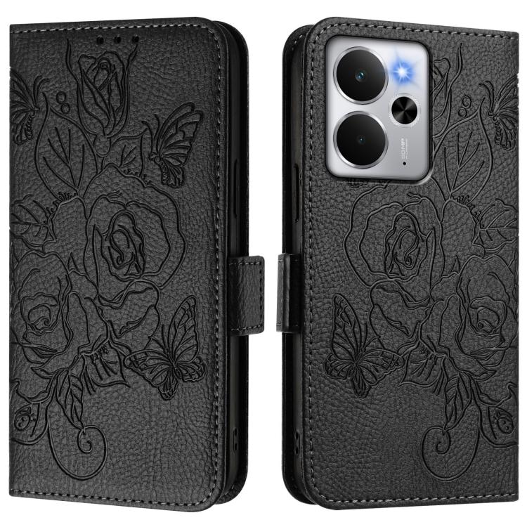 For Realme 14 5G / 14T 5G Global Embossed Rose RFID Anti-theft Leather Phone Case