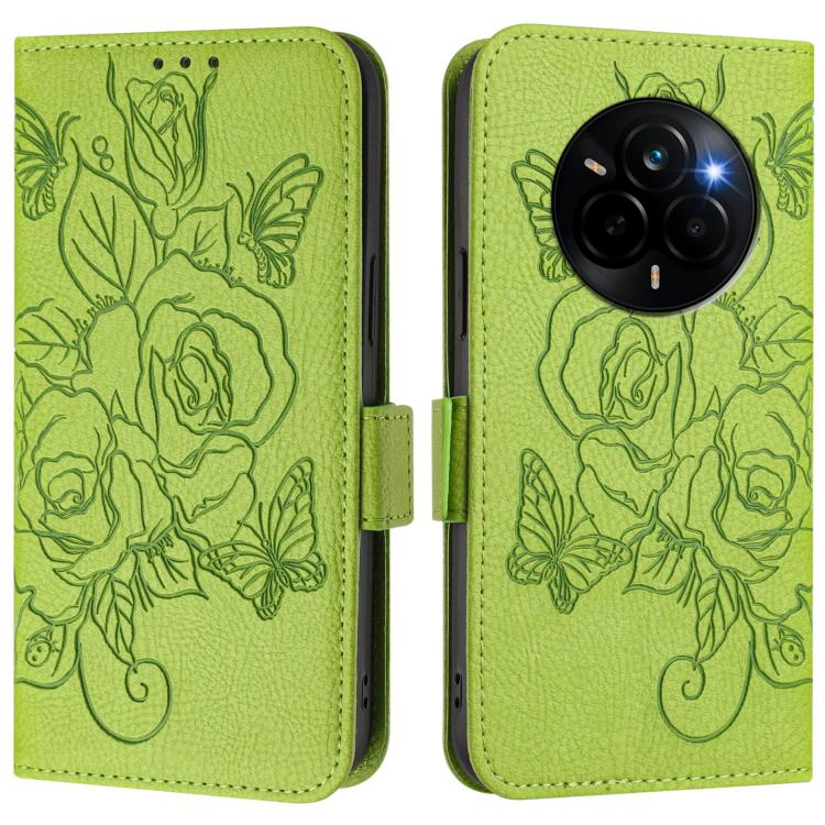 For Realme Narzo 80 Pro / 14 Pro 5G India Embossed Rose RFID Anti-theft Leather Phone Case
