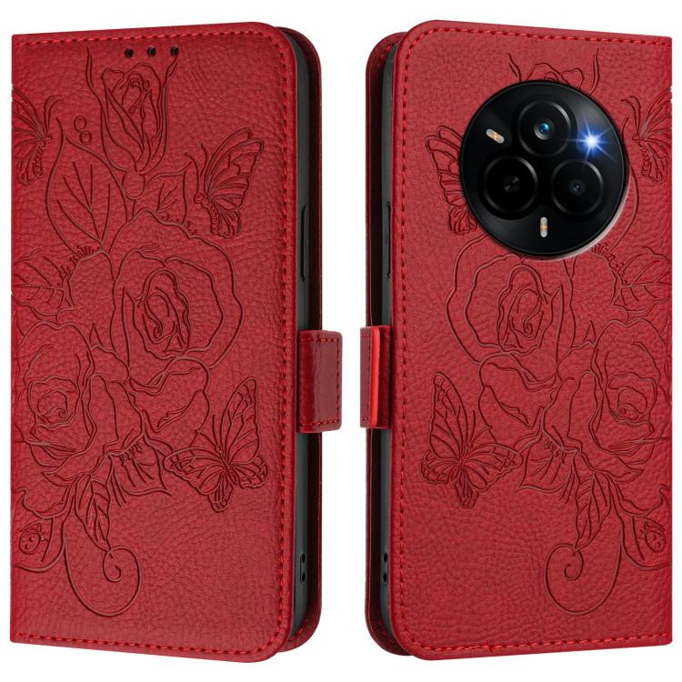 For Realme Narzo 80 Pro / 14 Pro 5G India Embossed Rose RFID Anti-theft Leather Phone Case