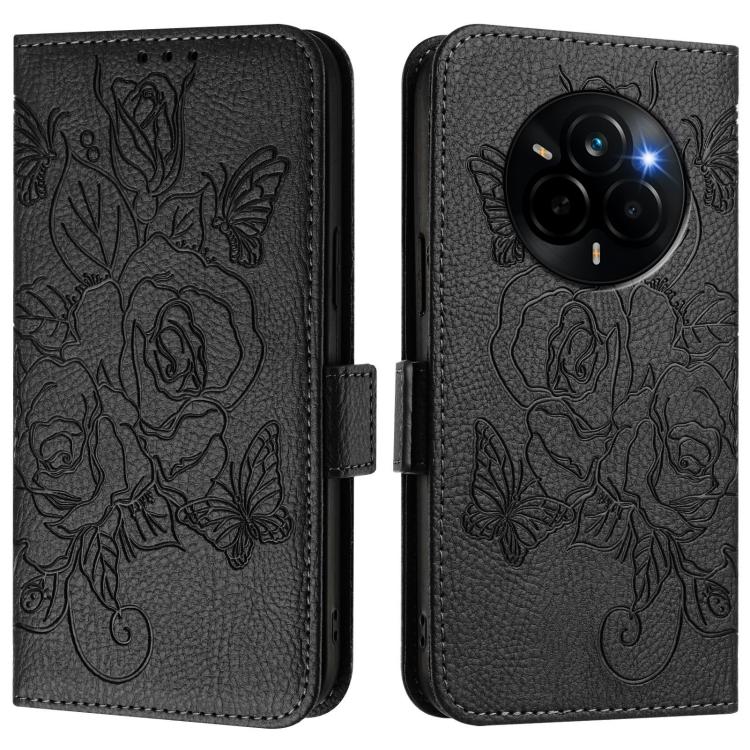 For Realme Narzo 80 Pro / 14 Pro 5G India Embossed Rose RFID Anti-theft Leather Phone Case