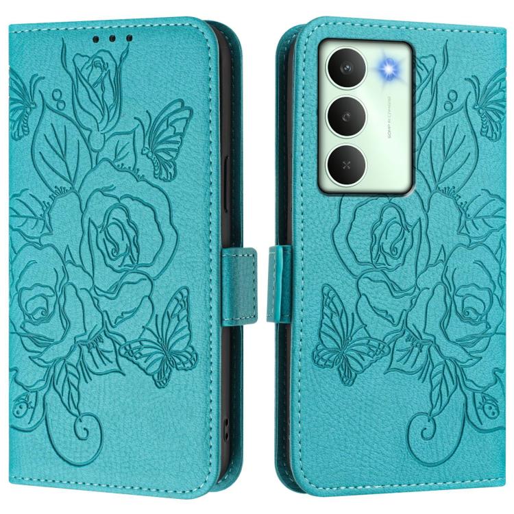 For Realme 14x Global / V70 5G / C75 5G Embossed Rose RFID Anti-theft Leather Phone Case