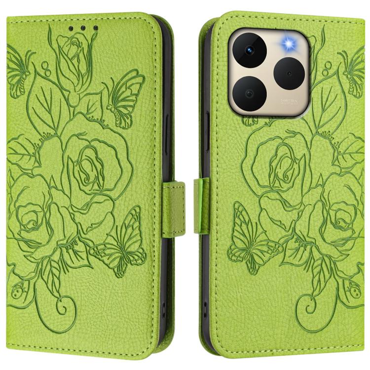 For Realme 15T 5G Global Embossed Rose RFID Anti-theft Leather Phone Case