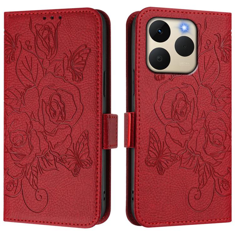 For Realme 15T 5G Global Embossed Rose RFID Anti-theft Leather Phone Case