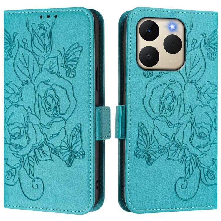 For Realme 15T 5G Global Embossed Rose RFID Anti-theft Leather Phone Case