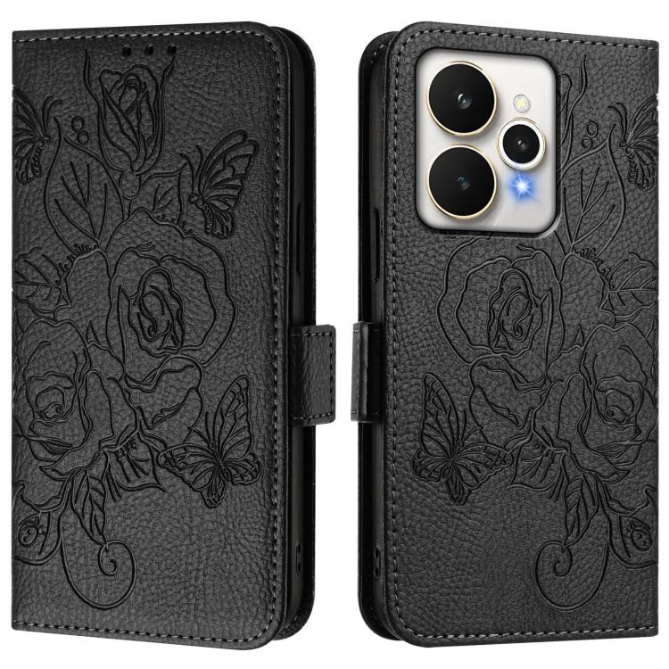 For Realme 15 / 15 Pro 5G Global Embossed Rose RFID Anti-theft Leather Phone Case